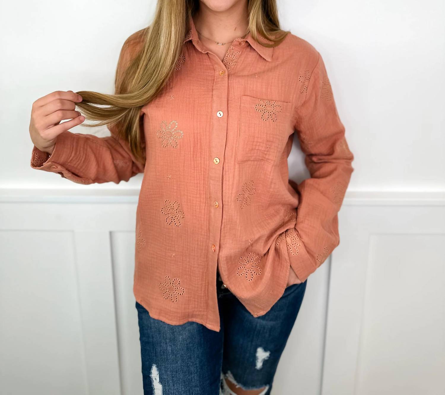 Hem & Thread - Cotton Long Sleeve Button Up Shirt