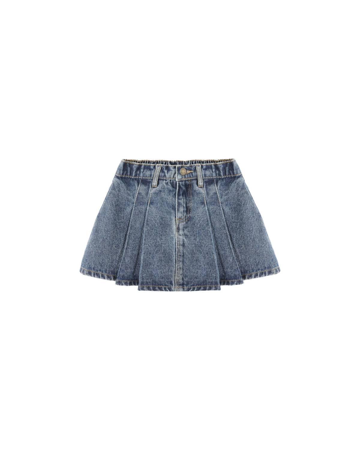 Rylee + Cru - Girl's Pleated Denim Skirt