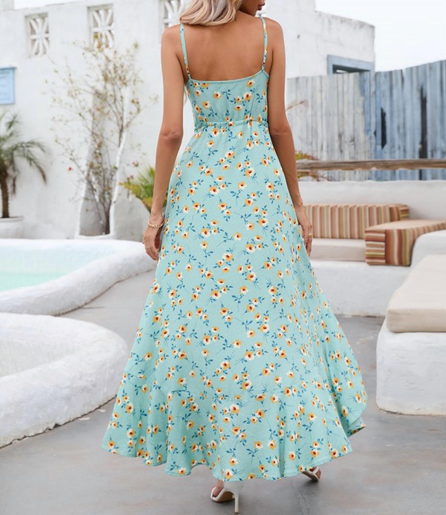 Dresslily - V Neck Button Down Dress