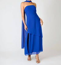 Line And Dot - Azure Maxi Scarf Dress