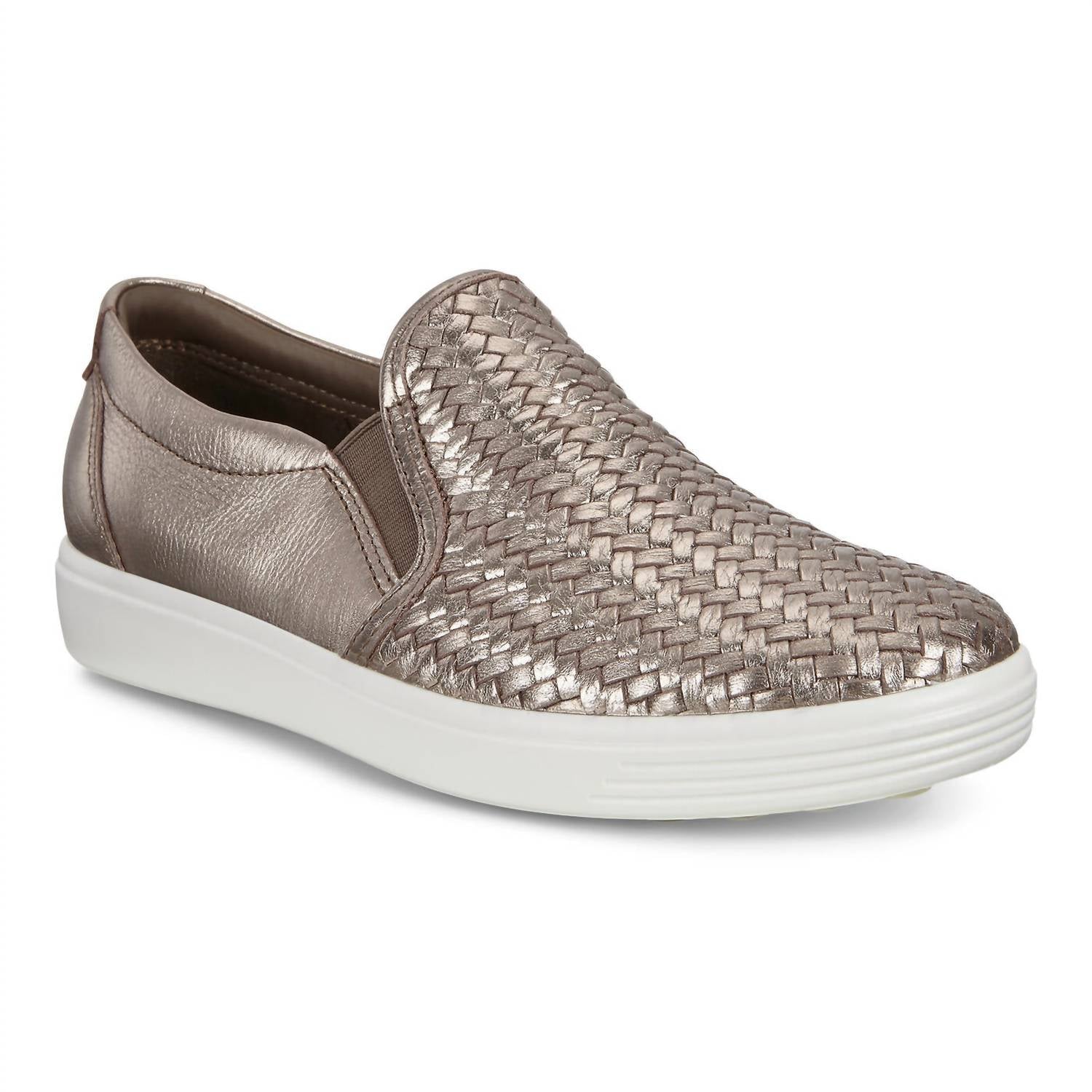 ECCO Women's Soft 7 Slip On Shoe in stone metallic - women's sneaker