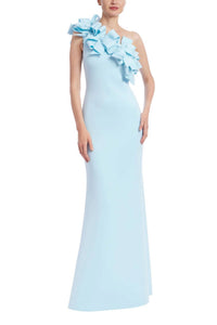 Badgley Mischka - Asymmetrical One-shoulder Column Sheath Dress