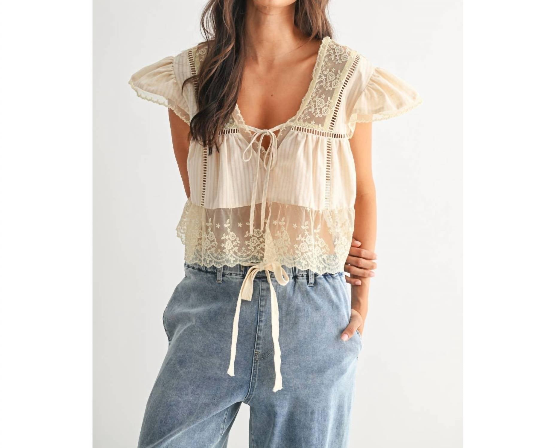 Camellia - Lace Trim Blouse