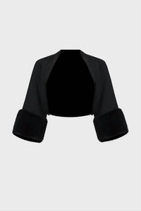 Joseph Ribkoff - Sweater Knit Bolero With Faux Fur Trim