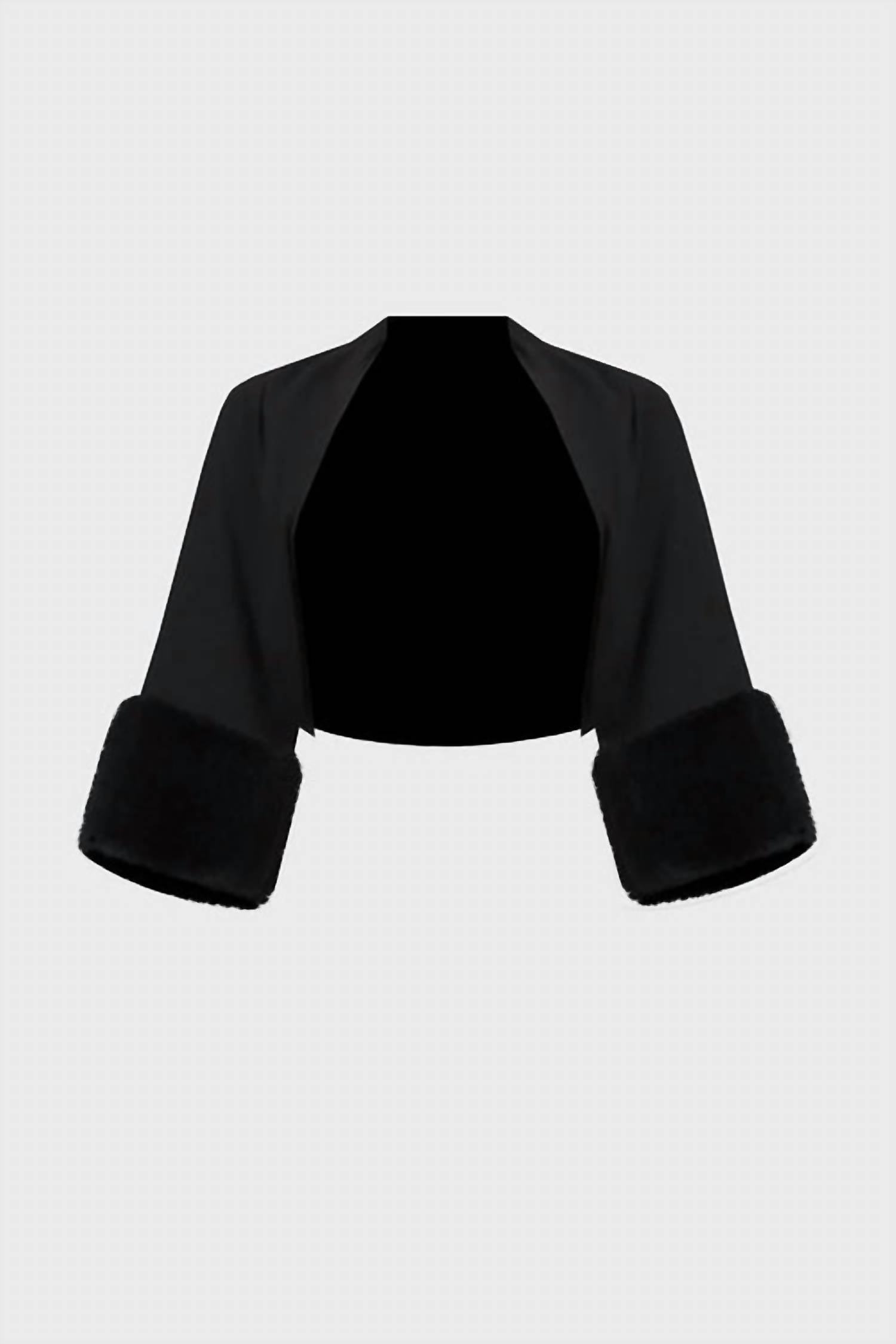 Joseph Ribkoff - Sweater Knit Bolero With Faux Fur Trim