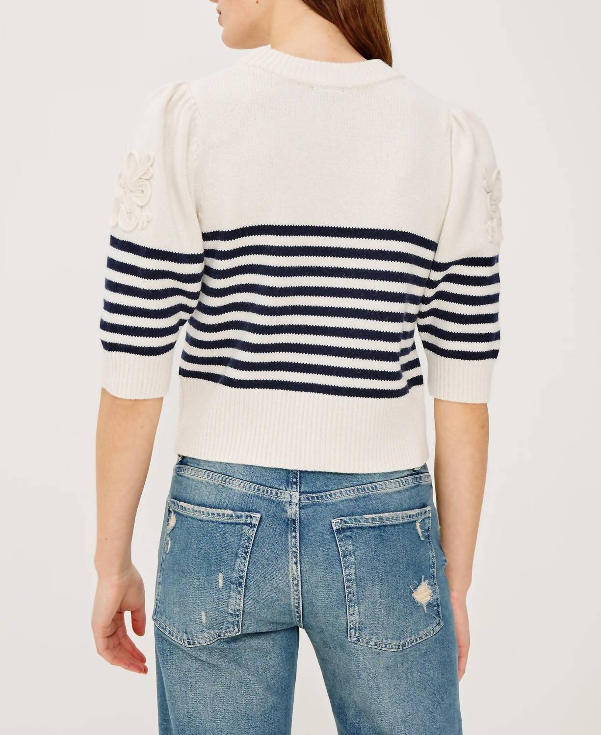 Rails Martha Top in ivory navy floral stripe - women's sweater - alternate view
