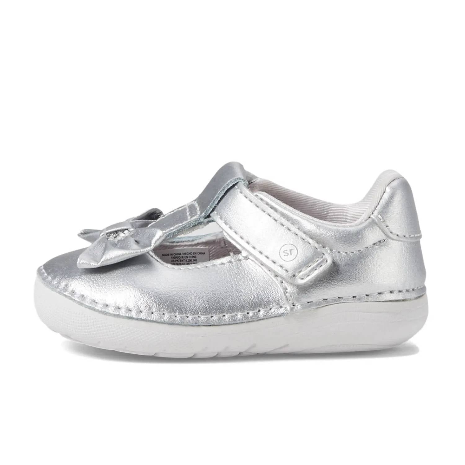 Stride Rite Kid's Sm Ashtyn Mary Jane Shoe in silver - kids' shoe - detail view
