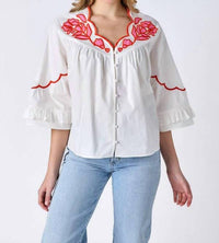 Crosby By Mollie Burch - Ity Embroidered Floral Blouse