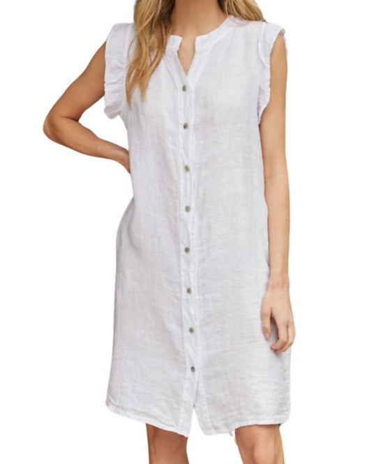 Milio Milano - Linen Ruffle Cap Sleeve Dress