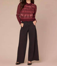 Democracy - Wavy Scallop Hem Stripe Mix Tie Dye Sweater