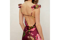 DRESS FORUM Daphne Floral Satin Dress in red - women's dress - alternate view