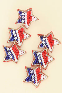 Sophia Collection - Women's Patriotic Star Shaped Beaded Earrings