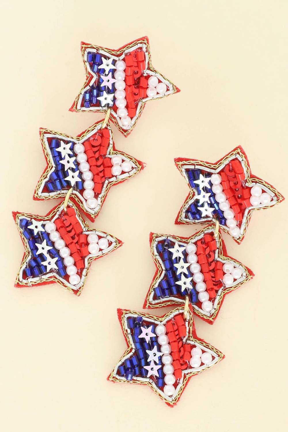 Sophia Collection - Women's Patriotic Star Shaped Beaded Earrings