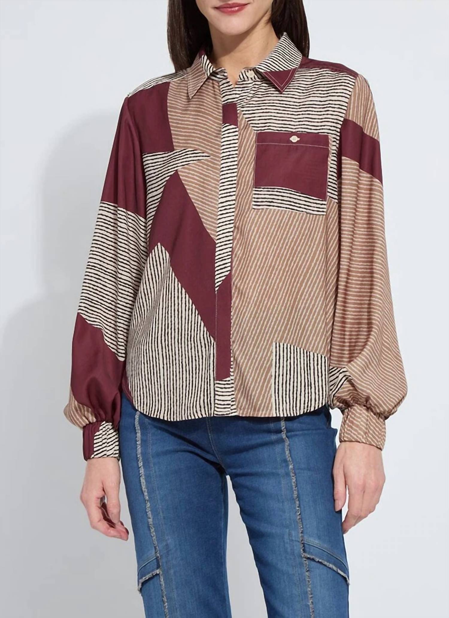 Lysse Anish Elastic Cuff Shirt Blouse in robust - women's shirt