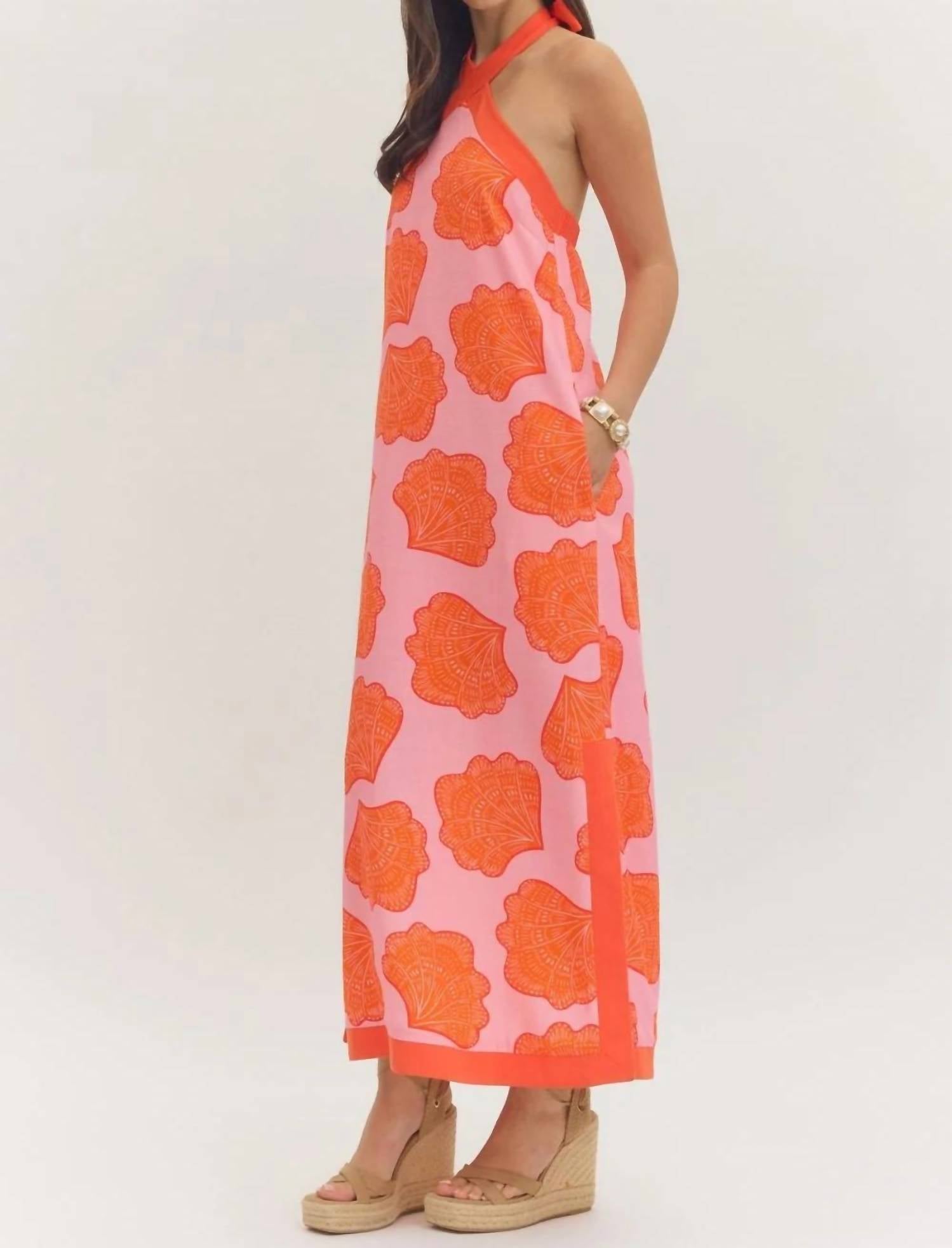 Entro - Shell Yeah Halter Midi Dress