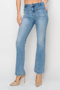 Risen - High Rise Ankle Bootcut Patch Pocket Jeans