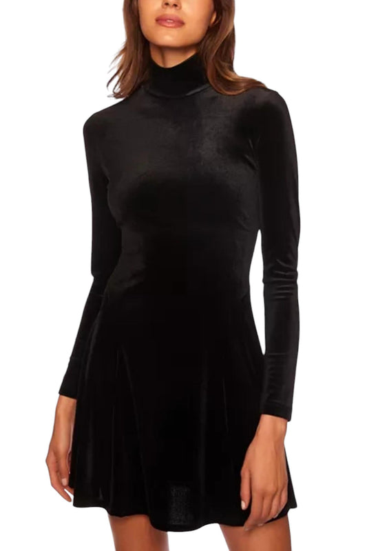 Susana Monaco - Velvet Mock Neck Fit And Flare Dress