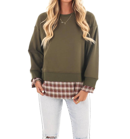 She + Sky - True to Me Plaid Contrast Top