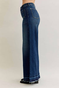 Judy Blue High Waist Palazzo Front Patch Pockets Jeans in dark wash - women's jeans - view 5