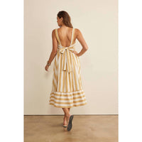 In February Striped Serenity Midi Dress in marigold - women's dress - alternate view