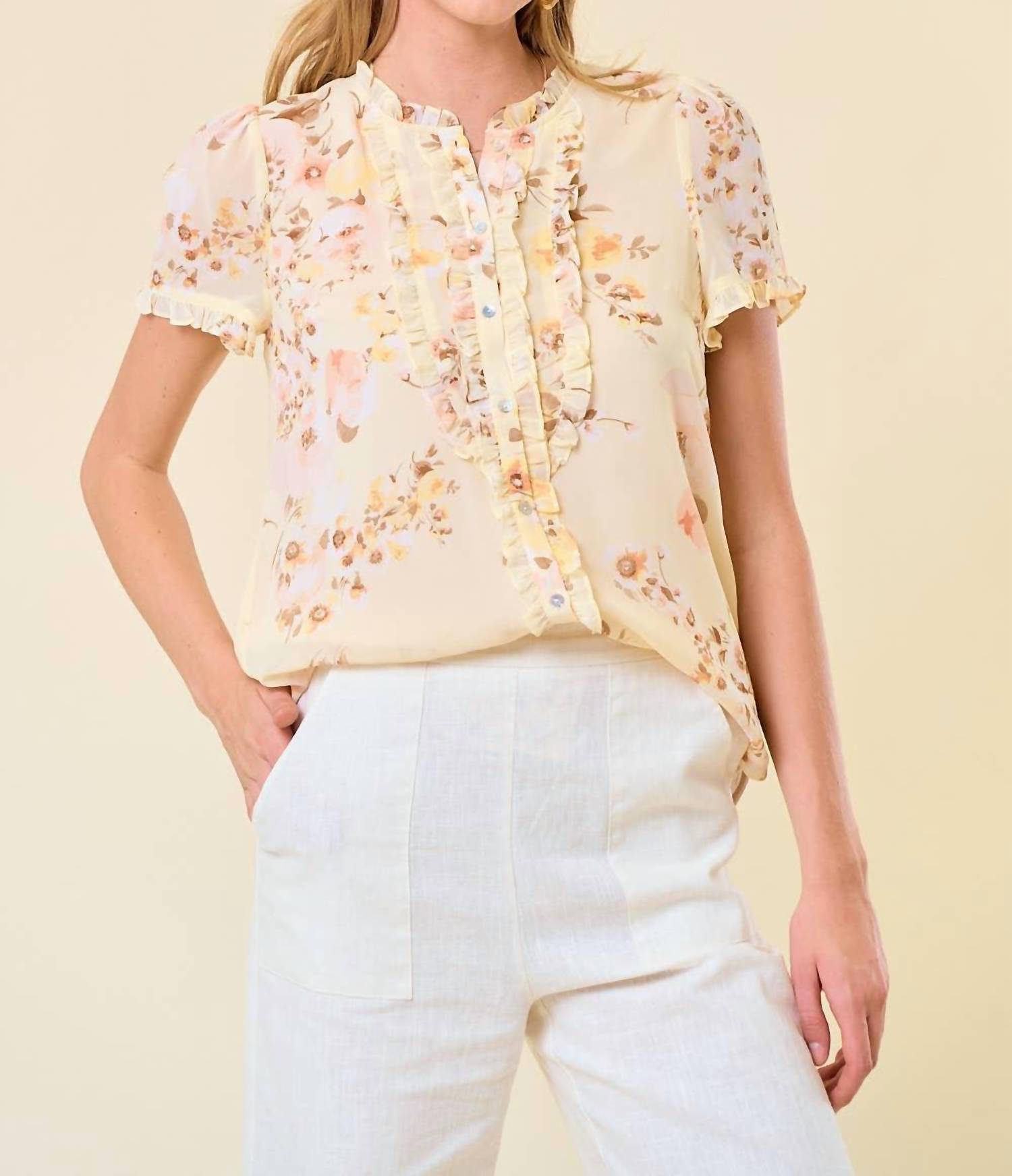 Doe And Rae - Frilled Button Down Blouse