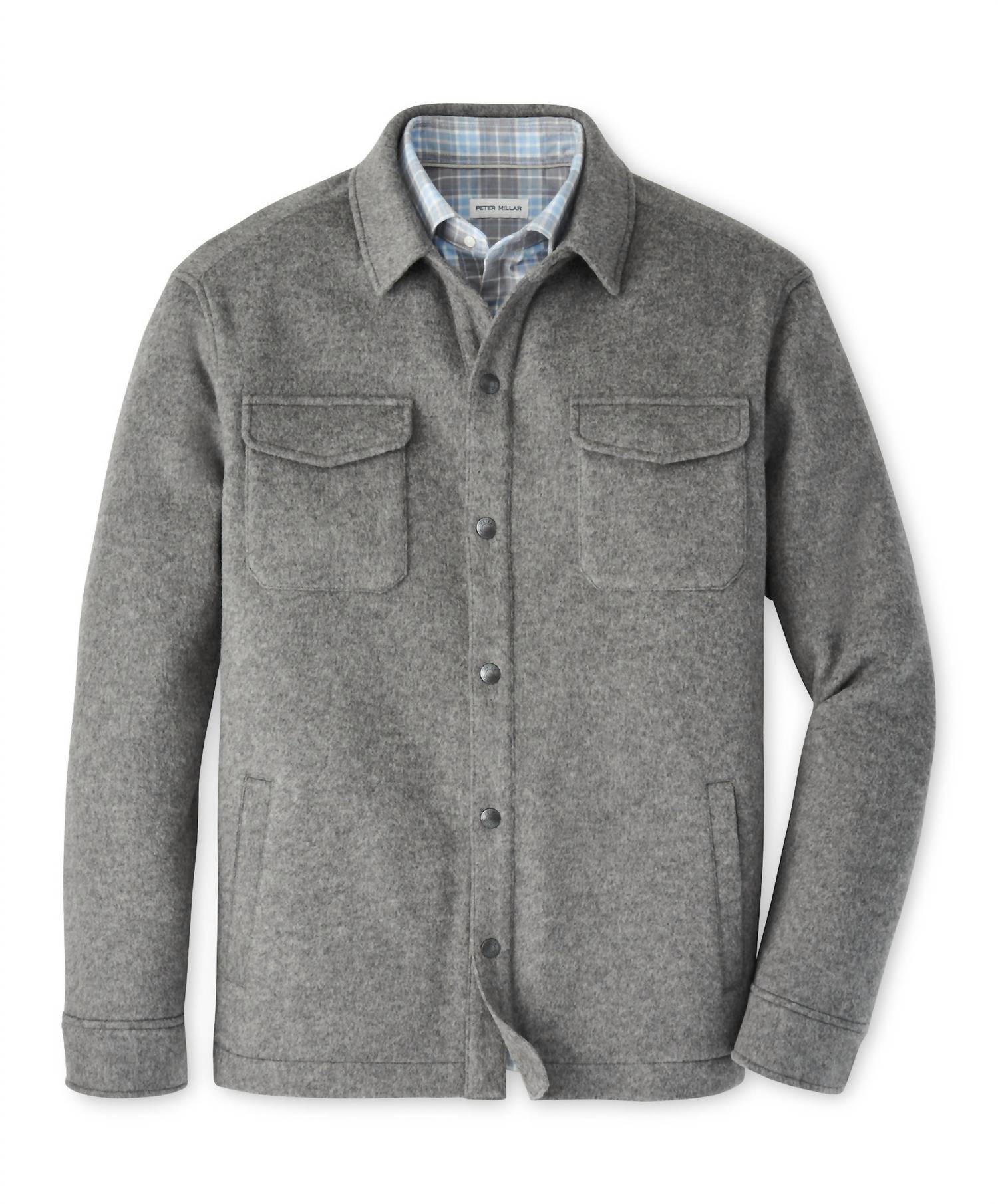 PETER MILLAR Crown Flex Fleece Merino Shirt Jacket in oslo grey - men's jacket - alternate view