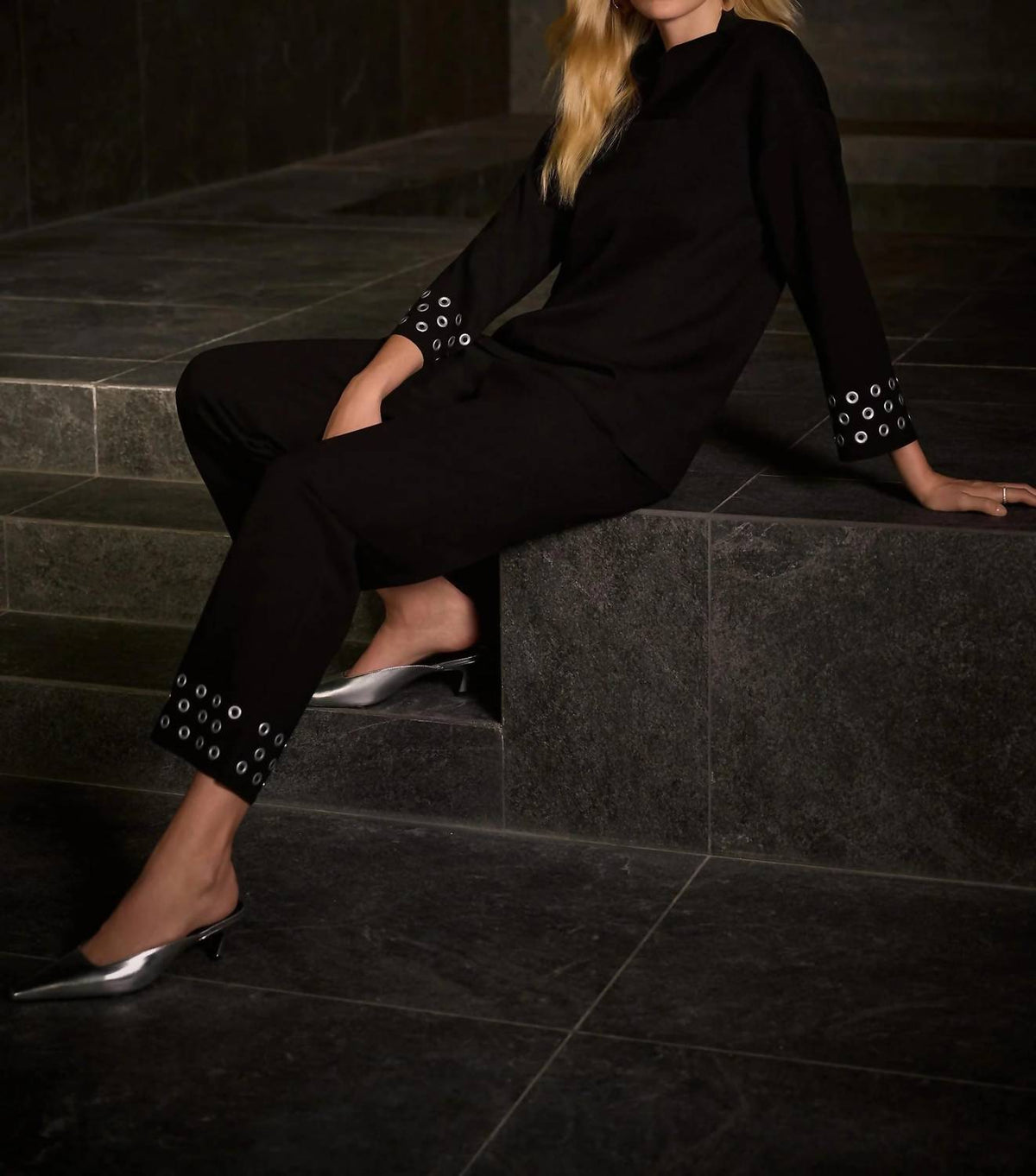 Joseph Ribkoff - Grommet Detail Three Quarter Sleeve Top