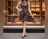 Adrianna Papell Floral Mini Dress in black and red - women's dress