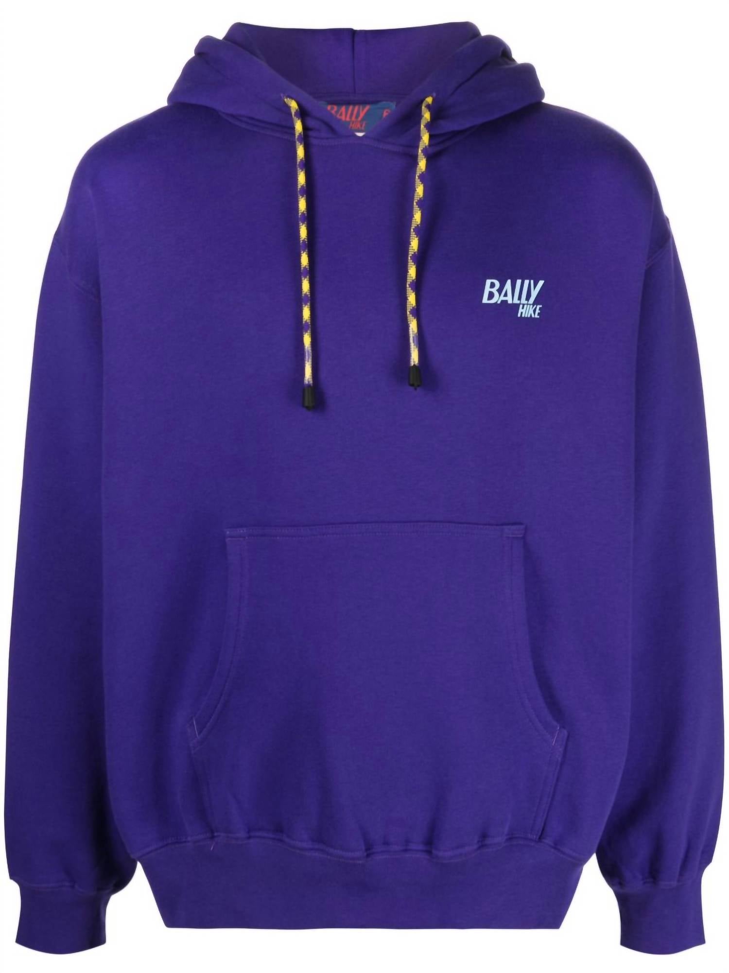 BALLY Unisex Hike Organic Cotton Hooded Sweatshirt in purple - men's shirt - alternate view
