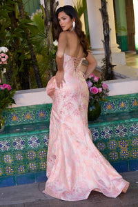 Ava Presley Fitted Bodice Strapless Gown in blush - women's dress - alternate view