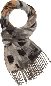 V. FRAAS Women's Abstract Houndstooth Cashmink Scarf in stone - women's scarf - detail view