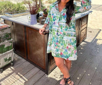 Vilagallo - Glass Dome Palm Tree Garden House Ruffle Trim Dress