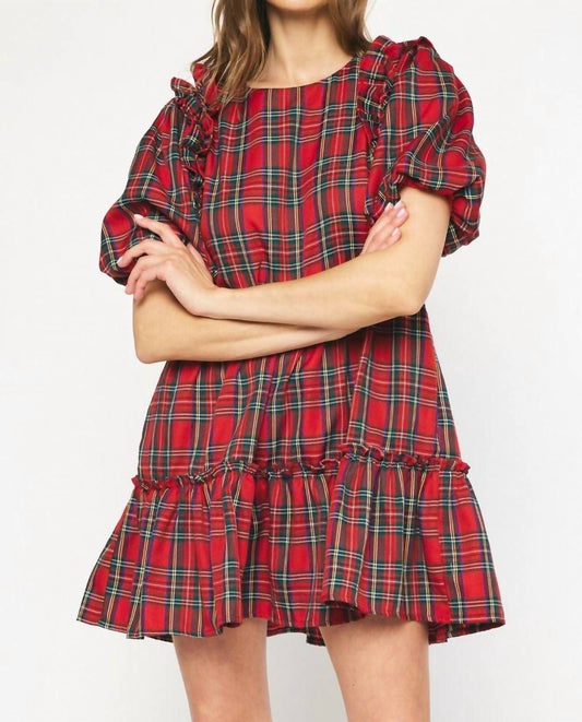 Entro - Tartan Plaid Ruffle Dress