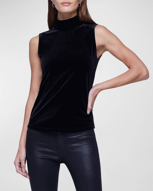 L'Agence - Carlissa Velvet Sleeveless Turtleneck Top