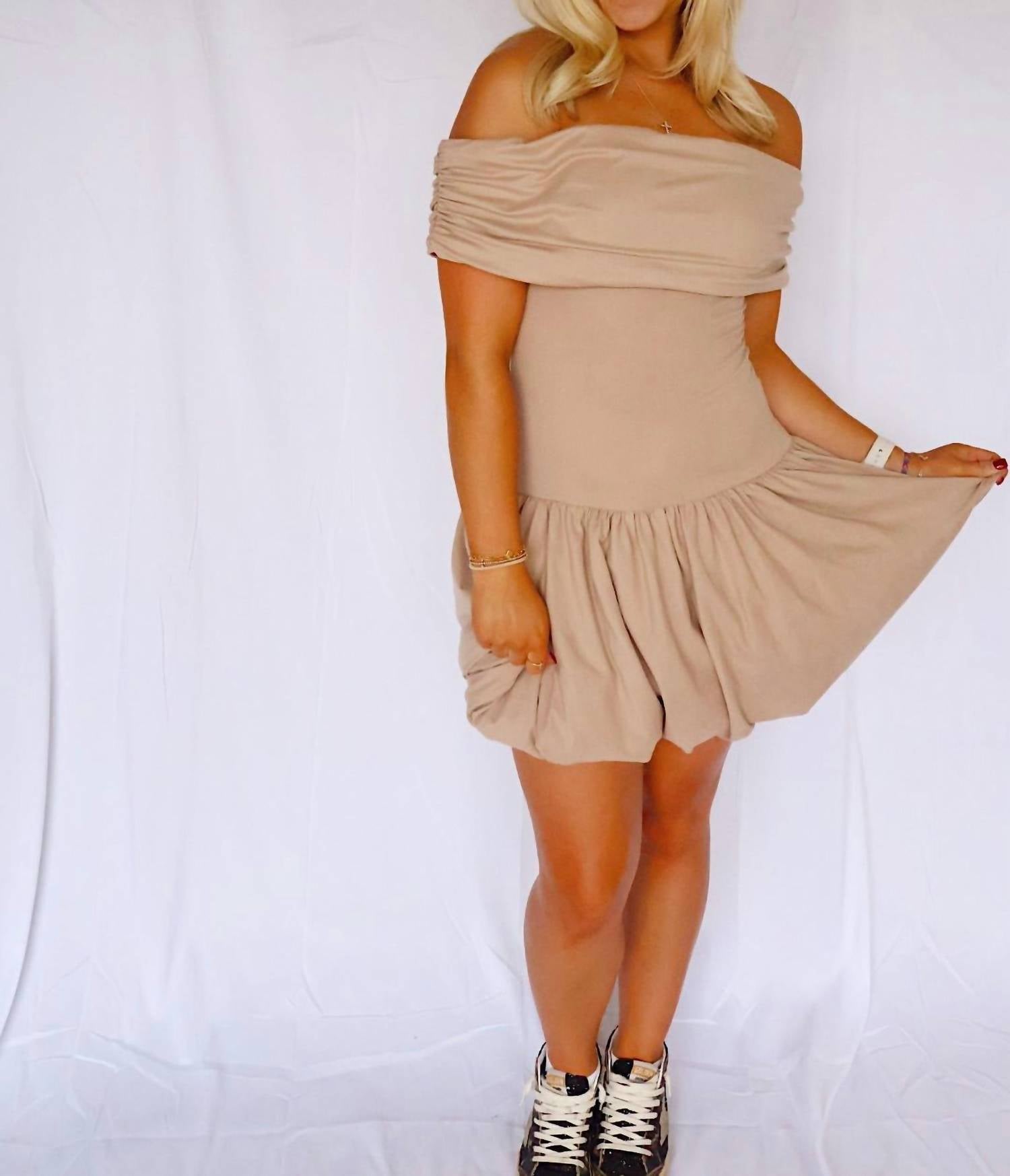 Klesis - Off The Shoulder Balloon Mini Dress