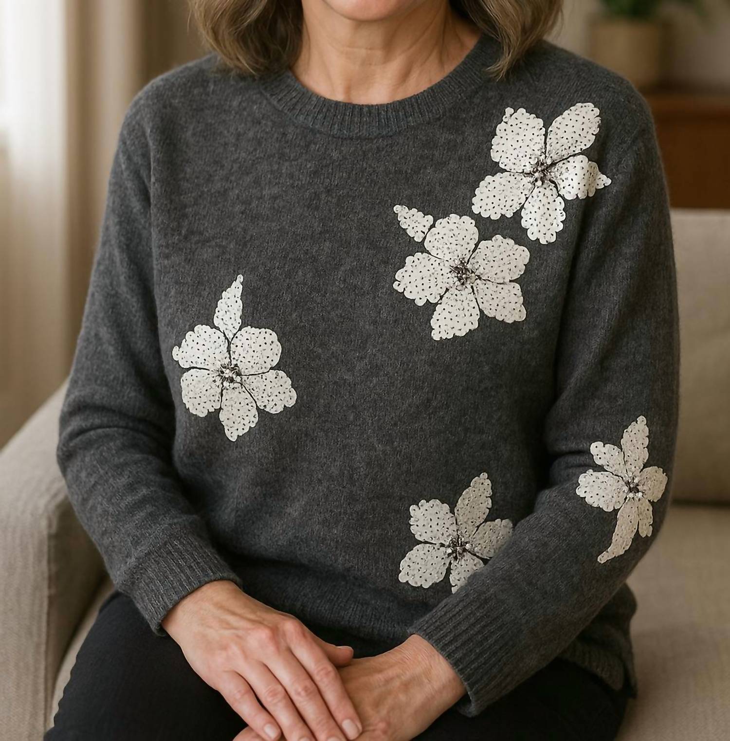 Picadilly - Floral Sequin Embroidered Top