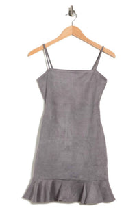 Susana Monaco - RUFFLE HEM SLEEVELESS FAUX SUEDE DRESS