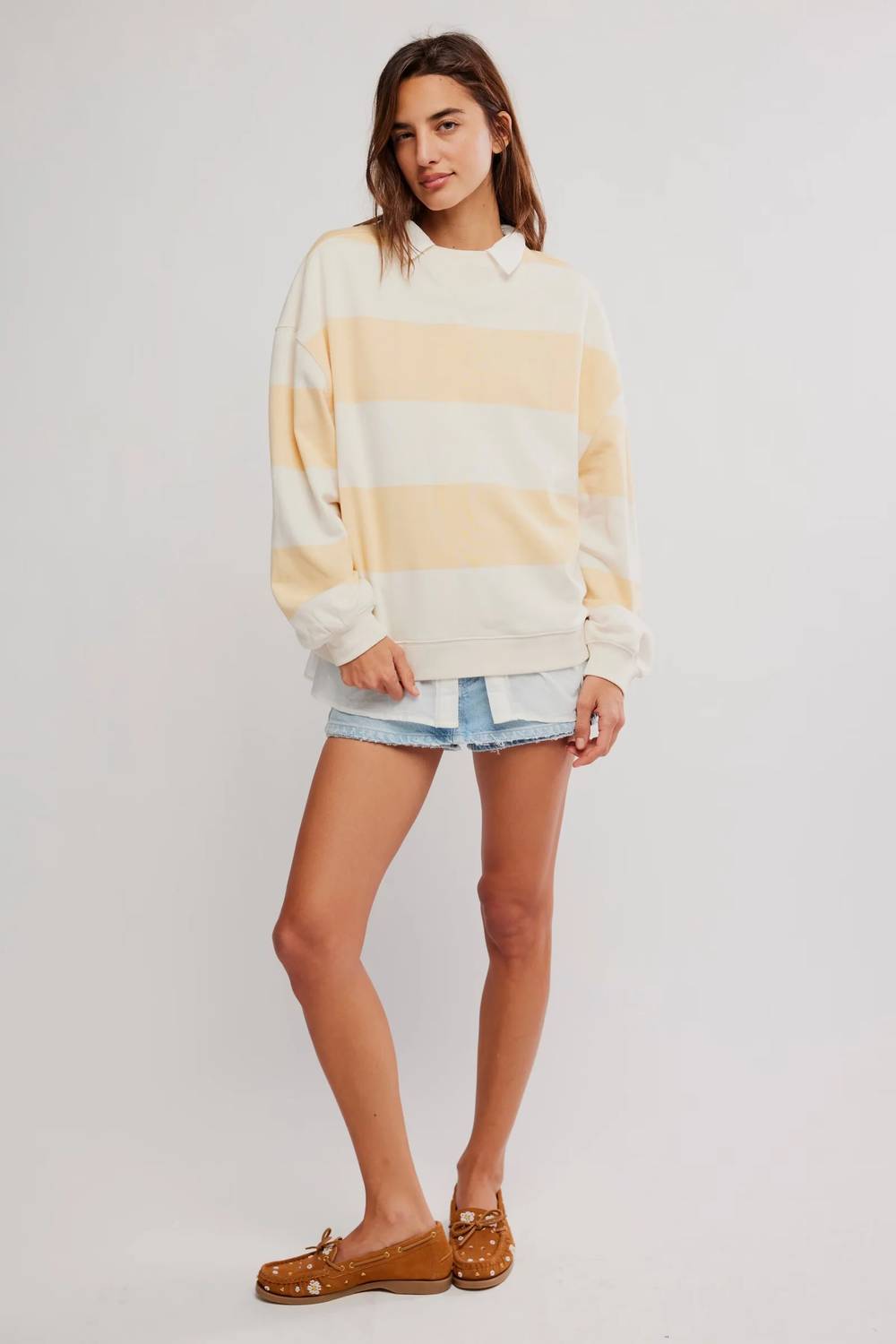 Free People - Classic Stripe Crew Wide Sweater