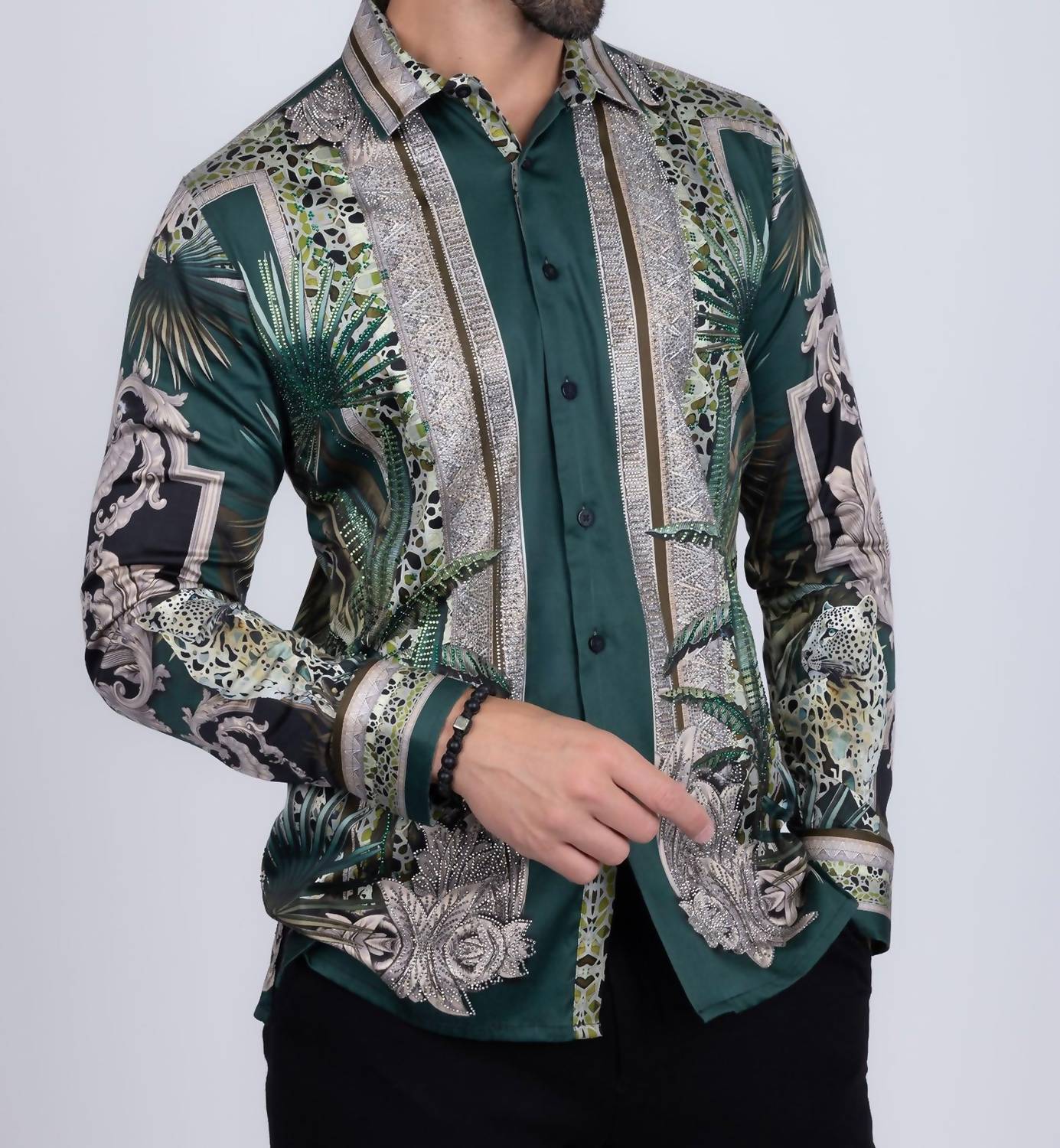 Barabas - Rage Look Rhinestone Long Sleeve Shirt