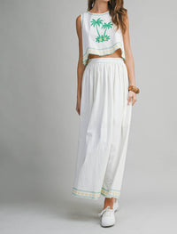 Lafayette 148 Palmette Embroidered Crop Top in white - women's shirt - view 4
