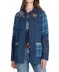 Johnny Was - Moonlight Tie Dye Patchwork Military Jacket