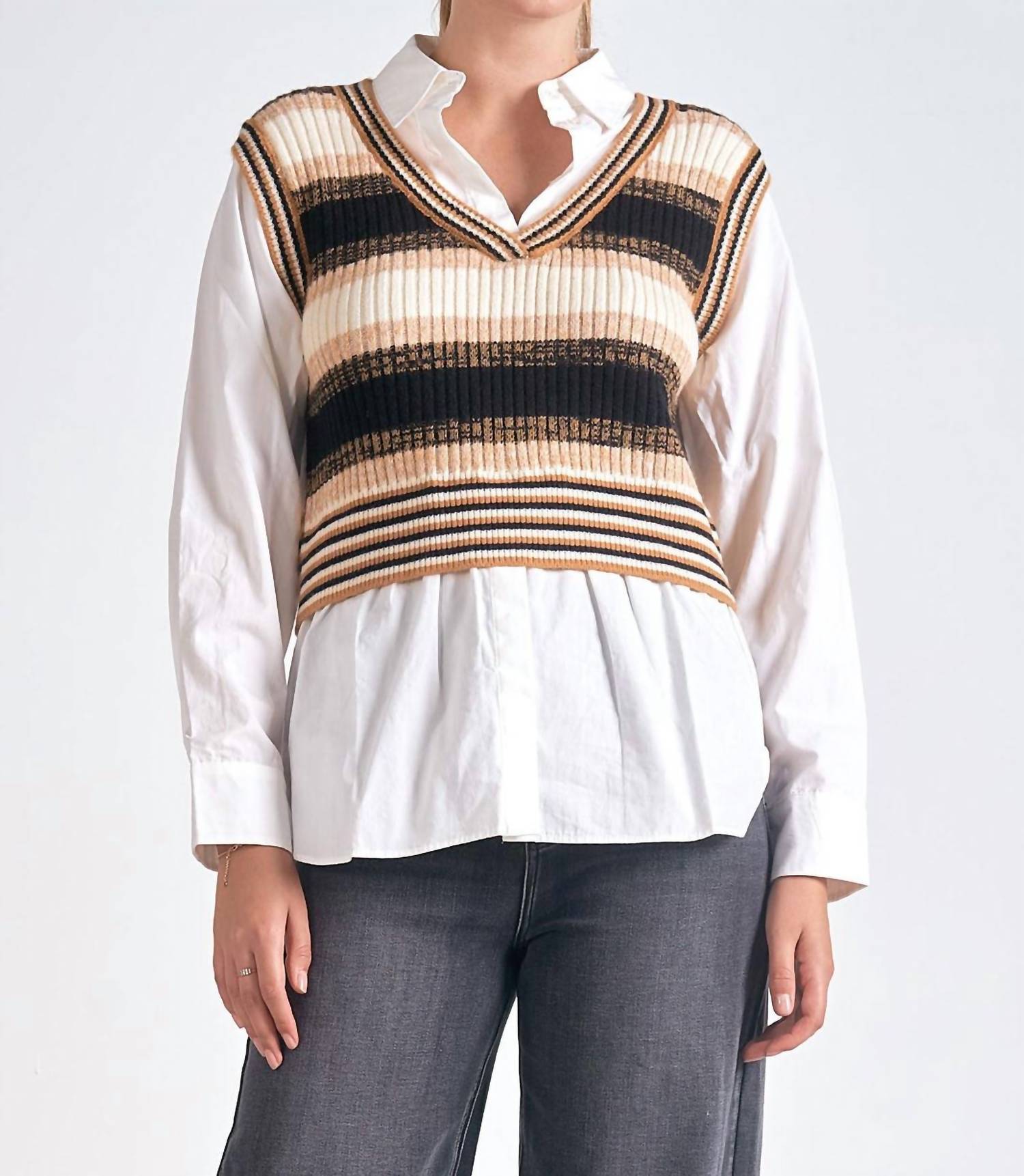 Elan - Sweater Vest Shirt Combo