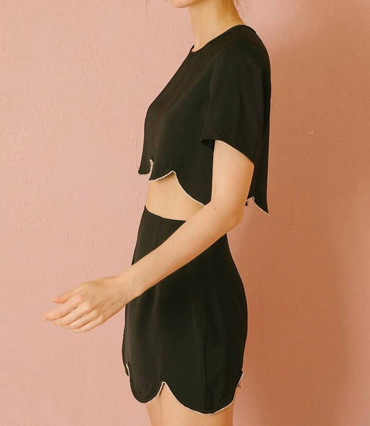 Storia - Rhinestone Hem Mini Skirt