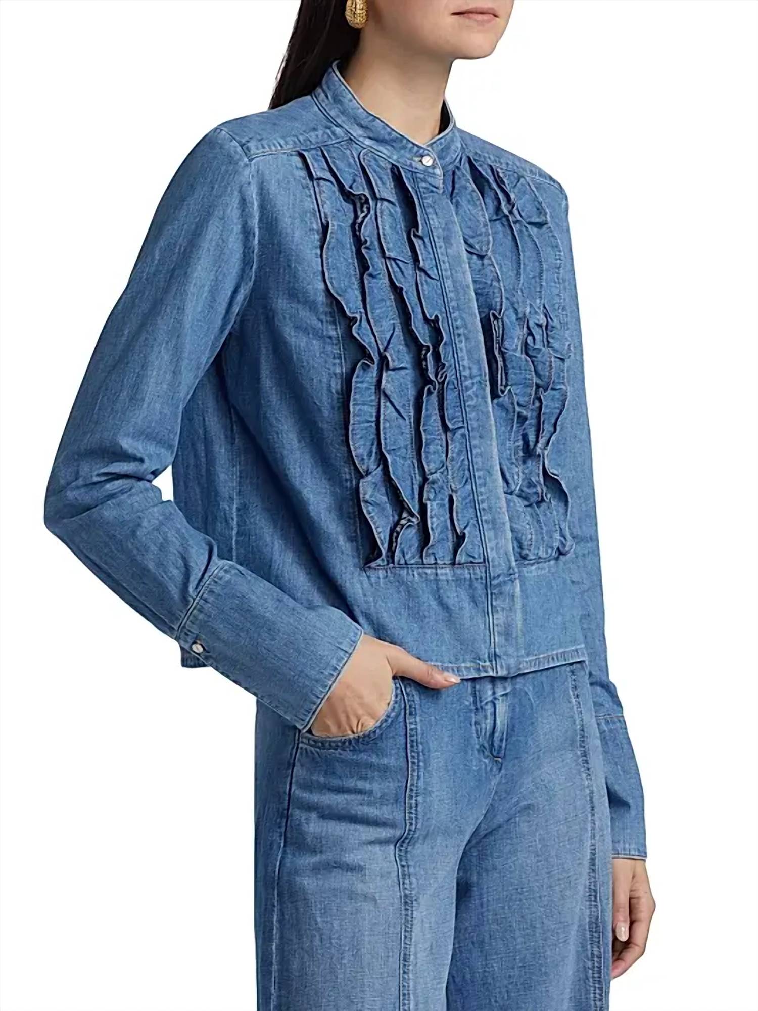 Twp - Patti Ruffled Denim Jacket