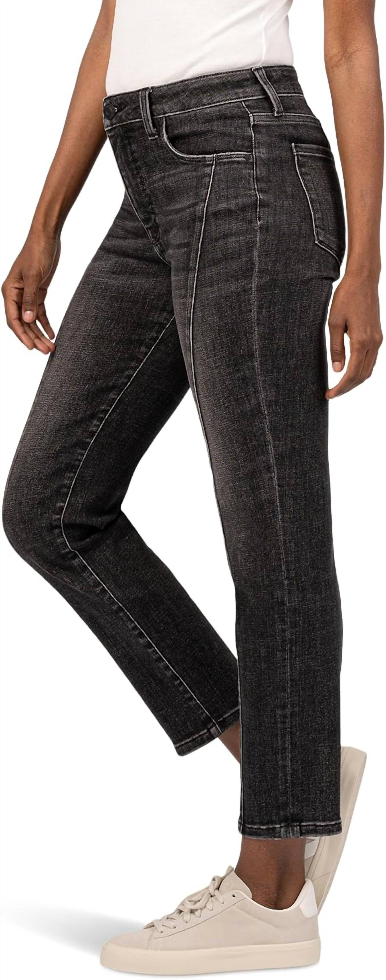 KUT FROM THE KLOTH Reese High Rise Ankle Straight Princess Jeans in create - women's jeans - alternate view