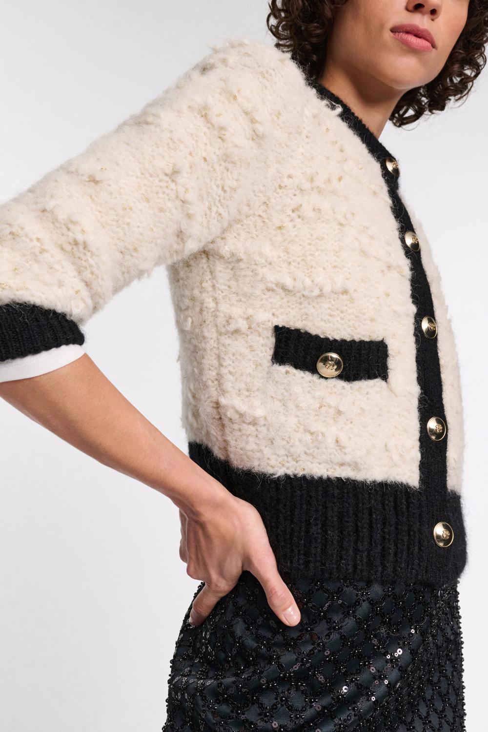 DOROTHEE SCHUMACHER Delightful Sparkle Cardigan in cream - women's cardigan - detail view