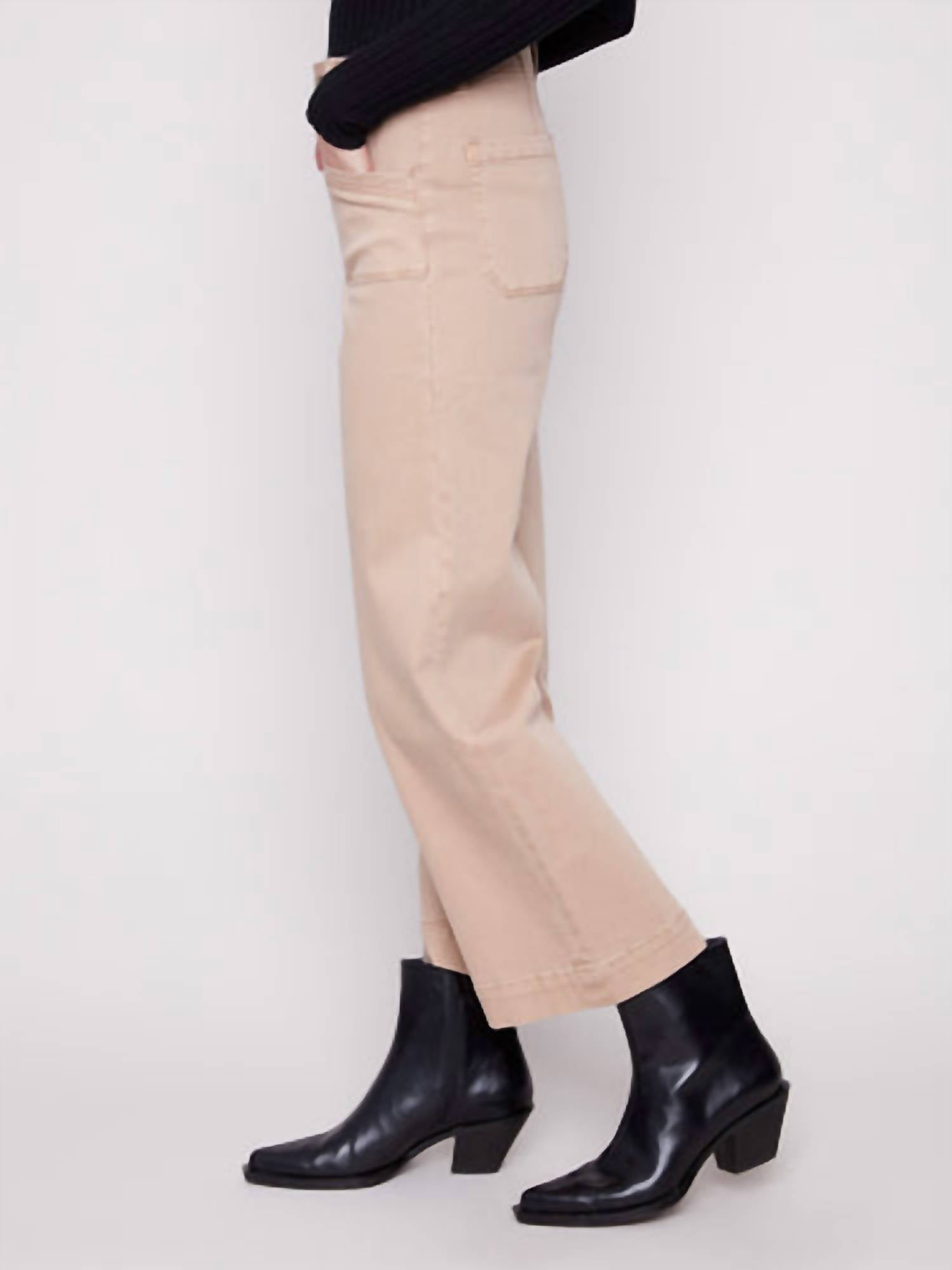 Charlie B - Cropped Wide Leg Stretch Twill Pants