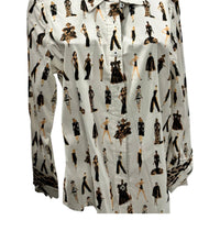 Tizzie - Women's Long Sleeve Cheetah Print Button Up Top