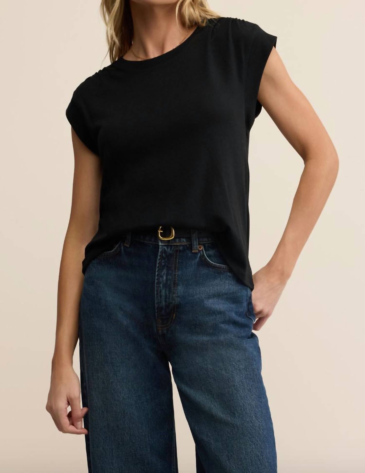 Z Supply Whisper Crewneck Top in black - women's t-shirt - alternate view