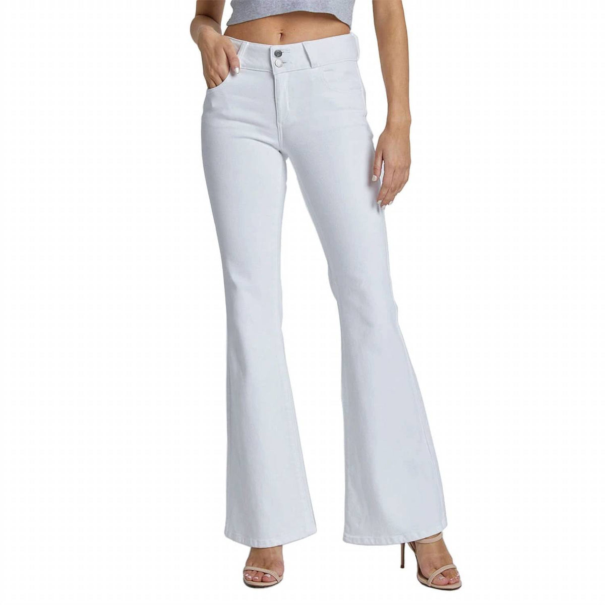 Cello - 2 Button Mid Rise Flare Jeans